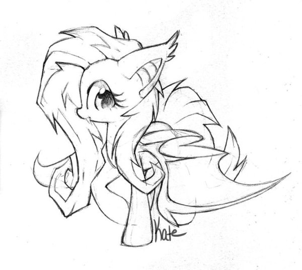 Раскраска Флаттершай вампир