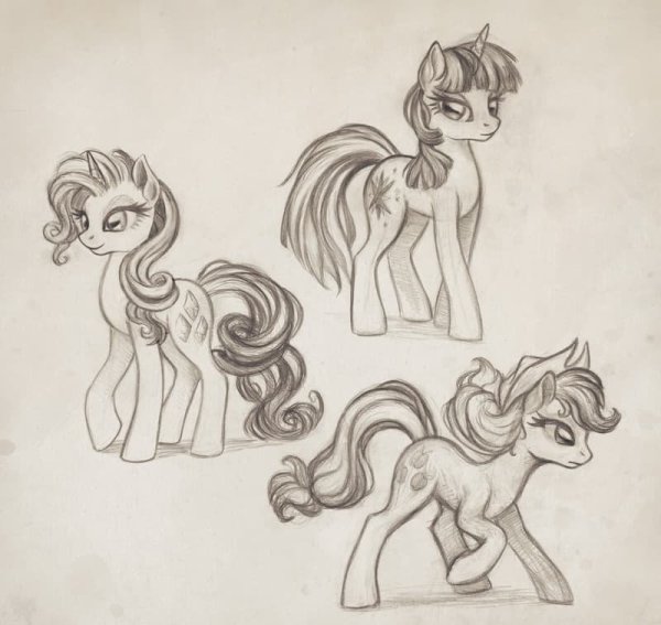 Пони карандашом Наброски