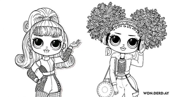 Кукла lol OMG раскраска