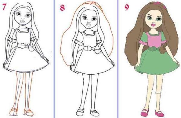 Поэтапное рисование девочки