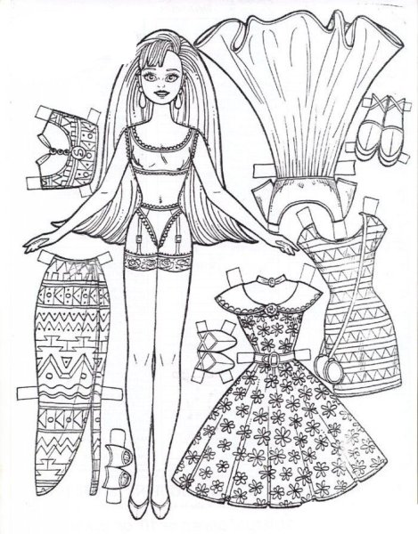 Бумажные куклы Барби с одеждой