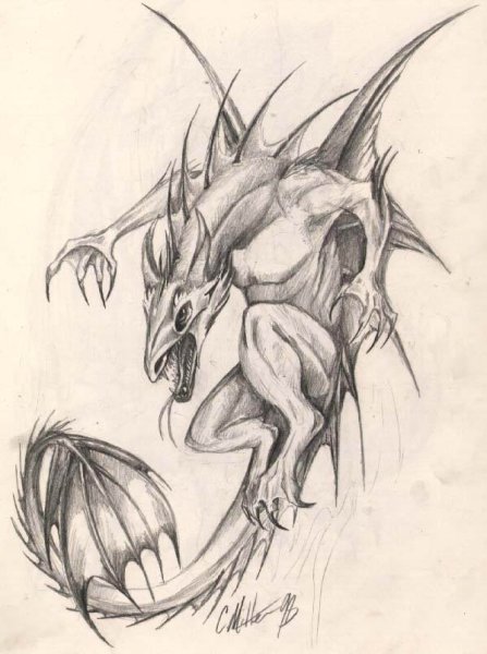 Дракон для срисовки страшный