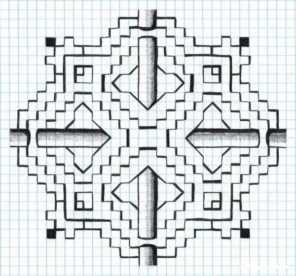 Рисунки по клеткам сложные