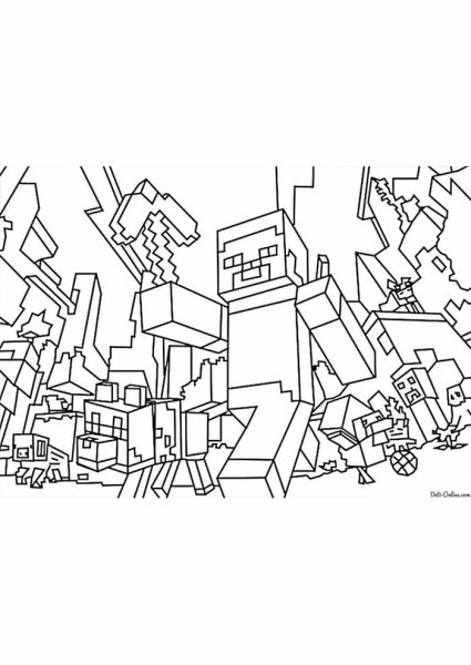 Мир майнкрафт раскраска