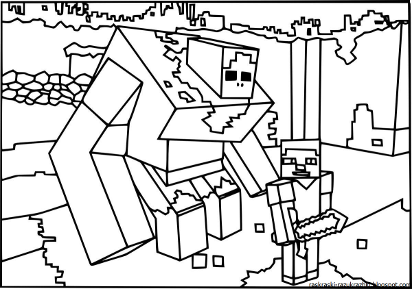 Раскраска майнкрафт Стив