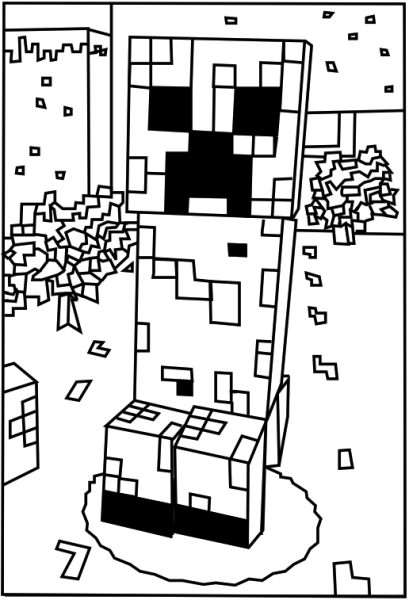 Раскраска майнкрафт КРИПЕР