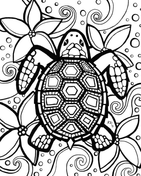 Раскраска антистресс черепаха