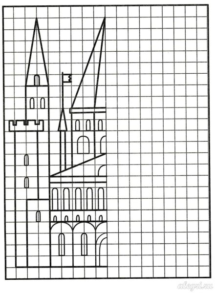 Дорисовать вторую половину по клеточкам