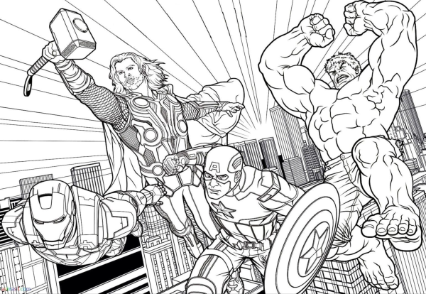 Разукрашка Марвел Мстители