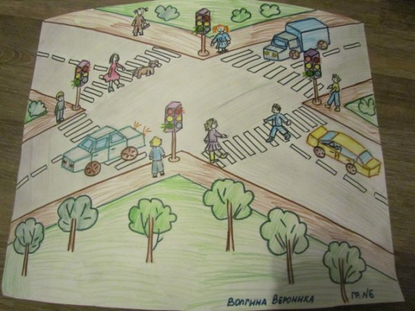 Детские рисунки на тему перекресток