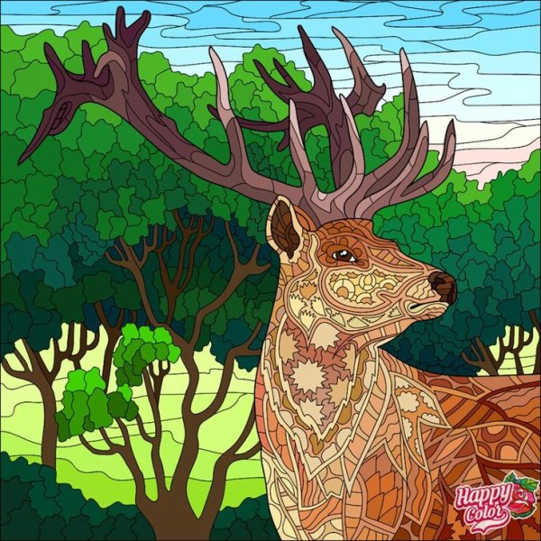 Олень антистресс цветная