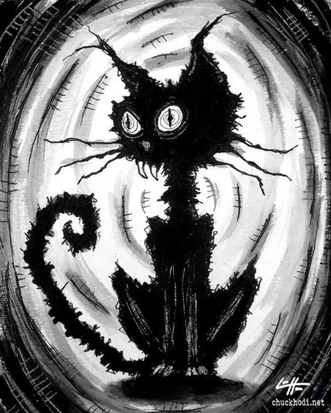 Страшный котэ нарисованный
