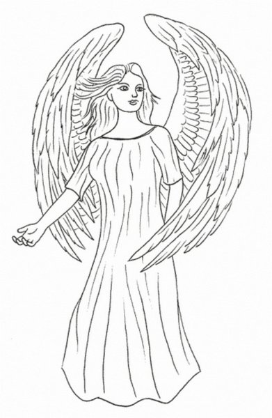 Раскраски ангелов с крыльями красивые
