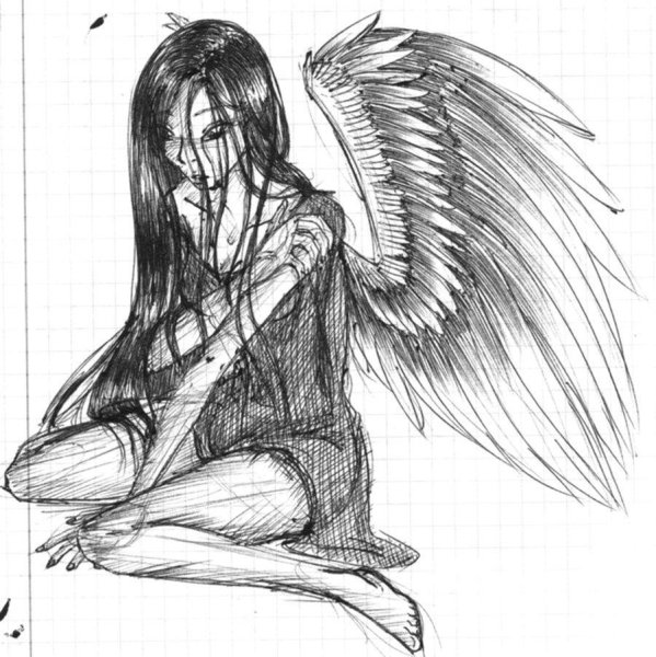 Рисунок ангела карандашом