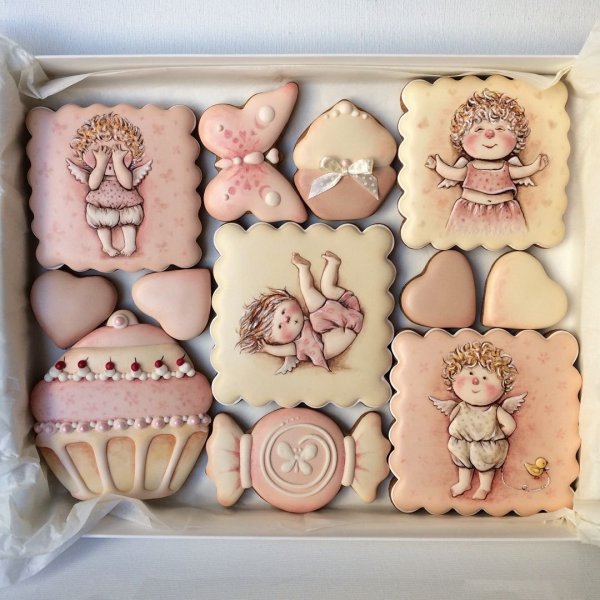 Цветы витражная роспись на пряниках