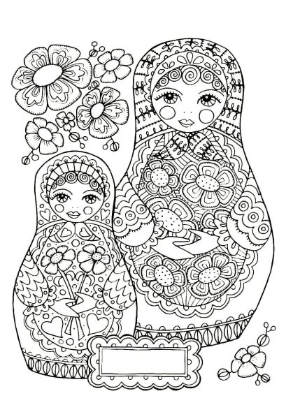Русская Матрешка. Раскраска