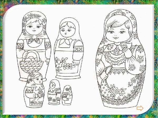 Сергиево-Посадская Матрешка раскраска