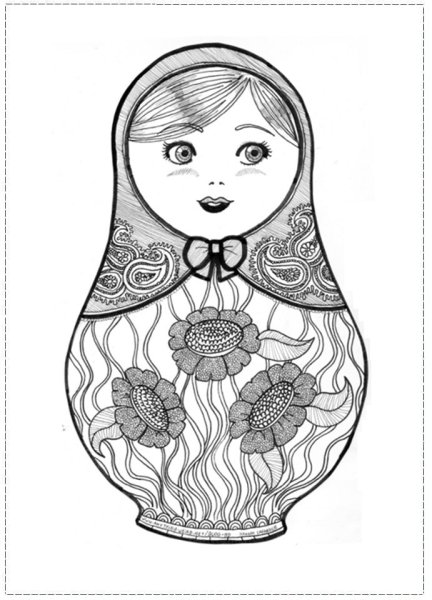 Кукла Матрешка раскраска