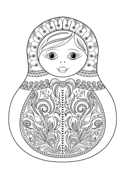 Трафарет Матрёшки для рисования