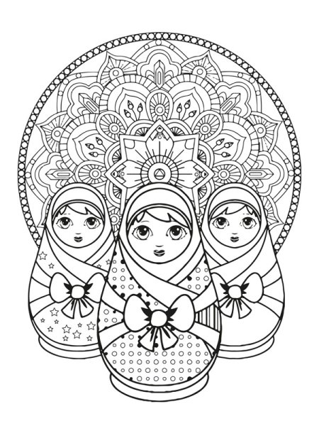 Раскраска антистресс Матрешка