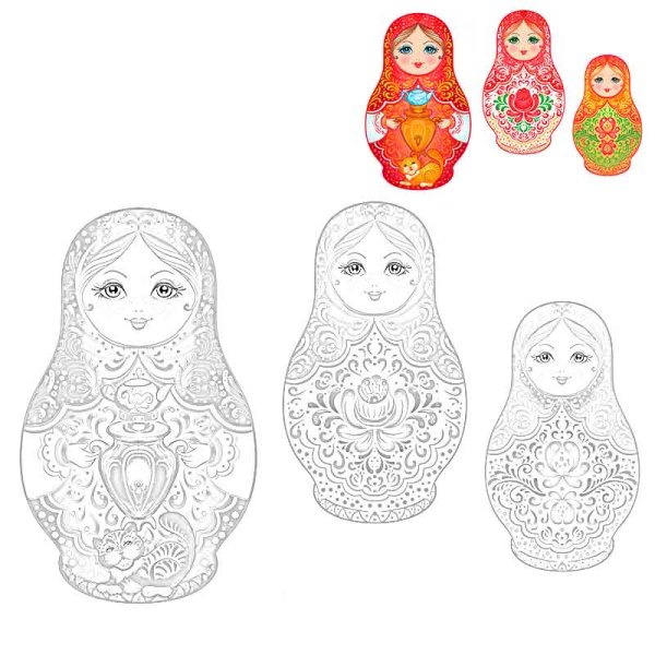Раскраска Матрешка
