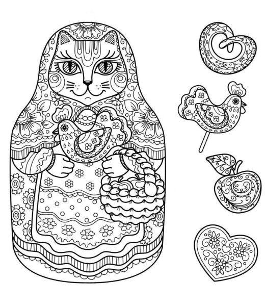 Матрешка для раскрашивания антистресс