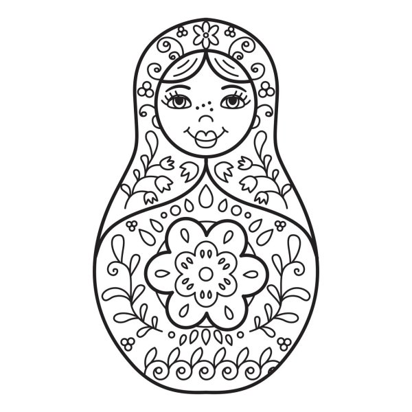 Хохломская Матрешка раскраска