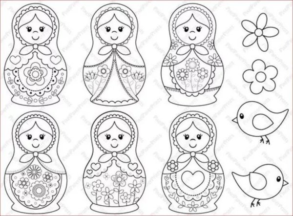 Раскраска Матрешка