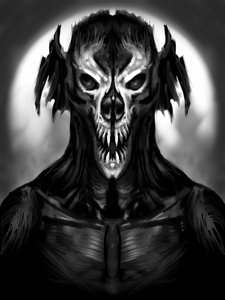 Мифические существа волк с черепом