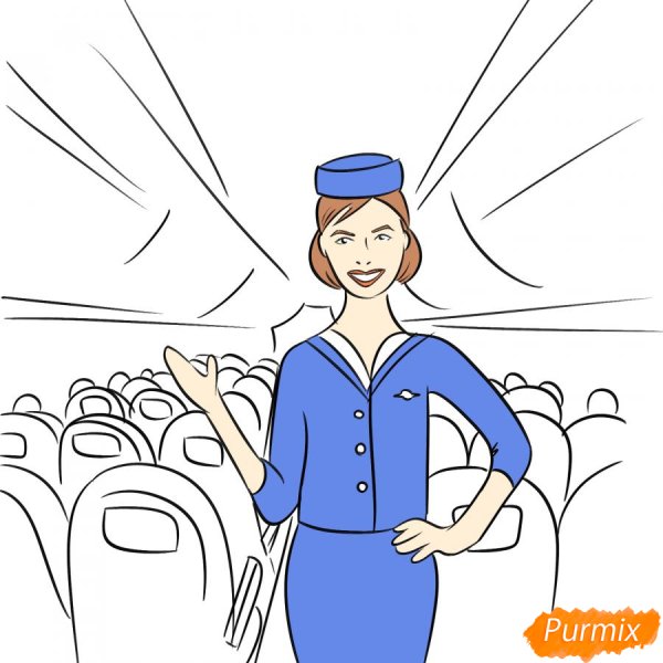 Стюардесса карандашом