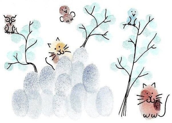 Пальчиковое рисование зима