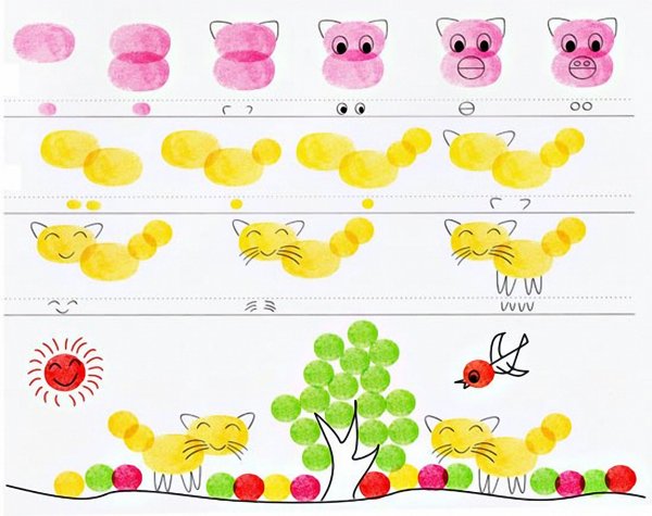 Пальчиковые рисунки для детей 3-4 лет