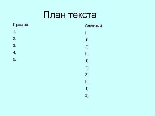 Простой и сложный план
