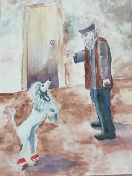 Белый пудель Куприн рисовать