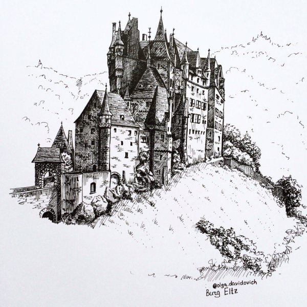 Замок Эльц Германия рисунок