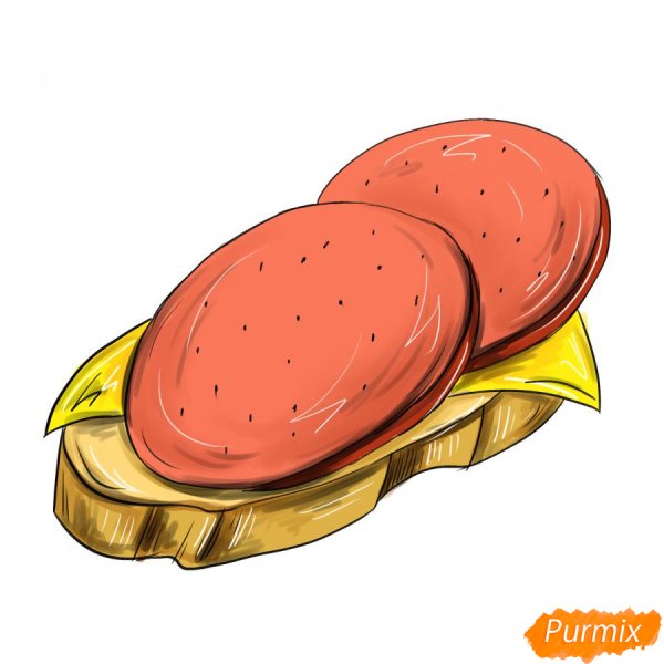 Бутерброд с колбасой рисунок