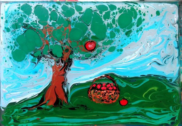 Эбру рисование на воде дерево