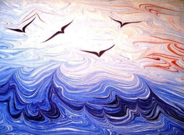 Марблинг рисование на воде