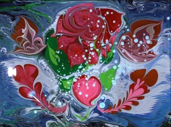 Аленький цветочек в технике эбру