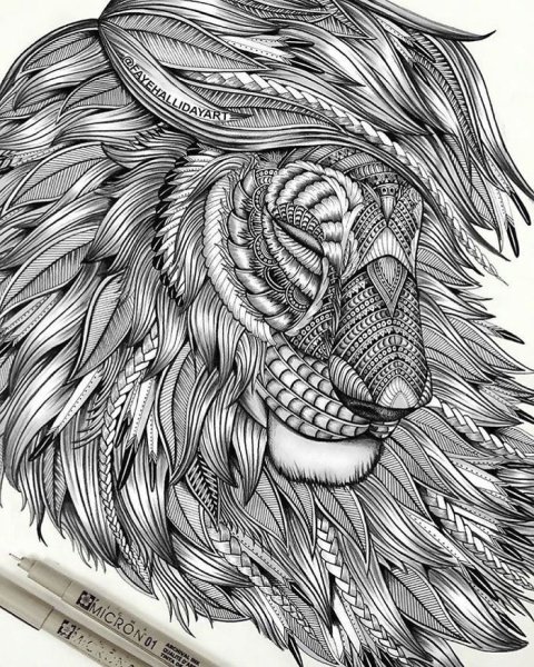 Зентангл Лев тату