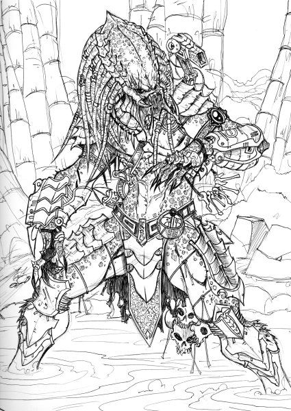 Раскраска чужой против хищника