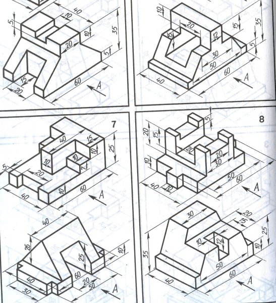 Карточки по черчению аксонометрические проекции