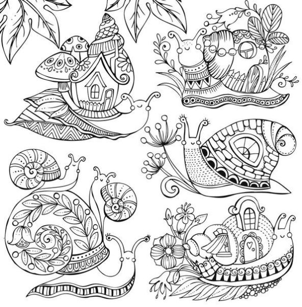 Раскраска антистресс улитка