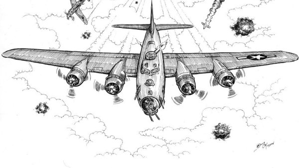 Военный самолет рисунок