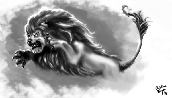 Злой Лев в прыжке