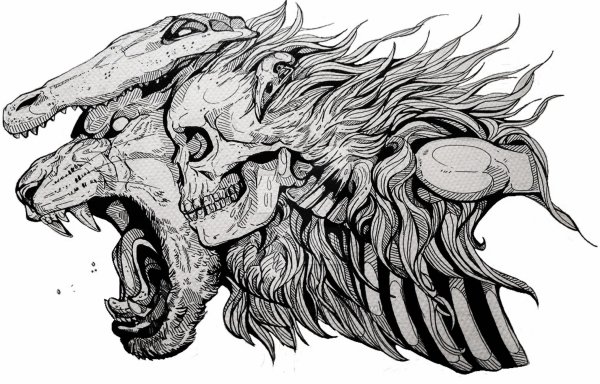 Цербер тату эскиз