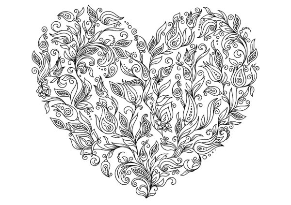 Раскраска сердечко с узорами