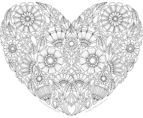 Раскраски антистресс сердце
