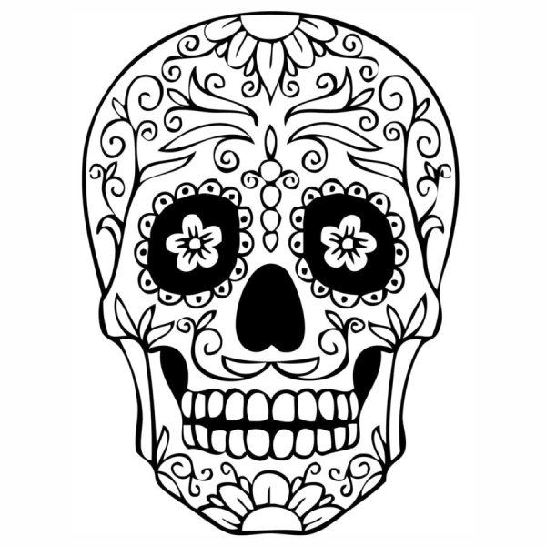 Раскраска череп с розой