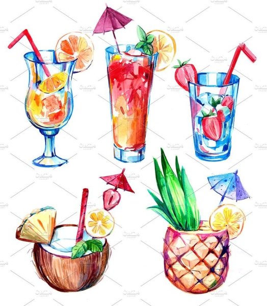 Рисунки для срисовки коктейль